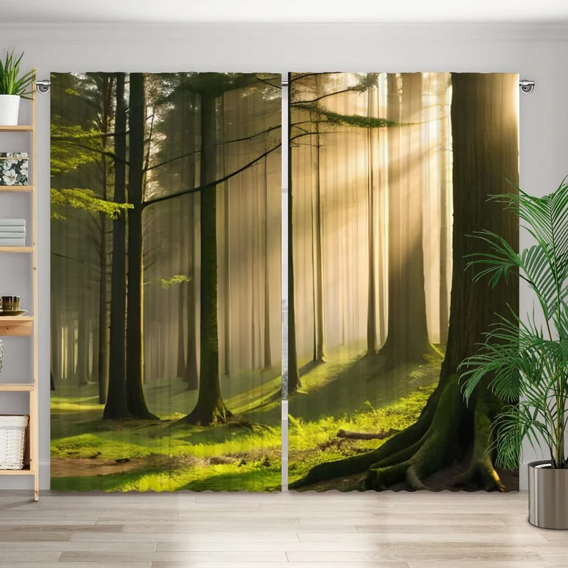 Vorhang Motiv "Wald Nebel Bäume"