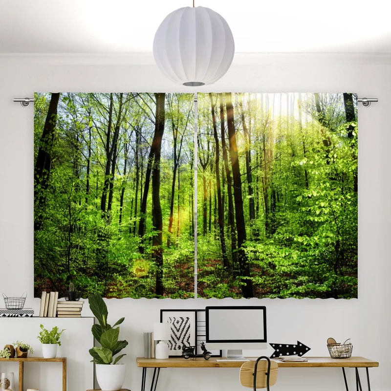 Vorhang Motiv "Wald Sonne"
