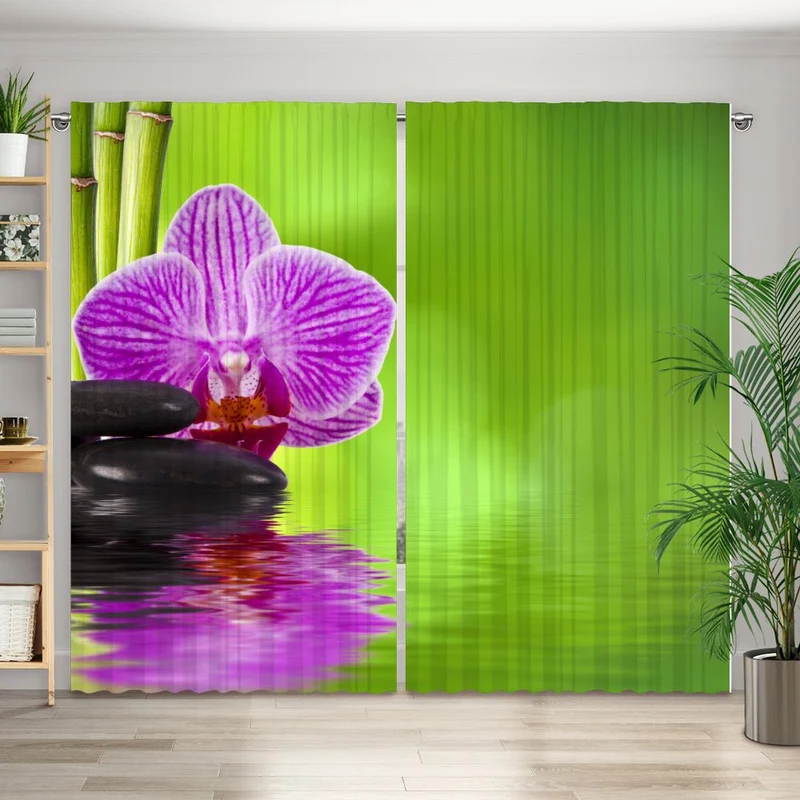 Vorhang Motiv "Bambus Orchidee zen stones"