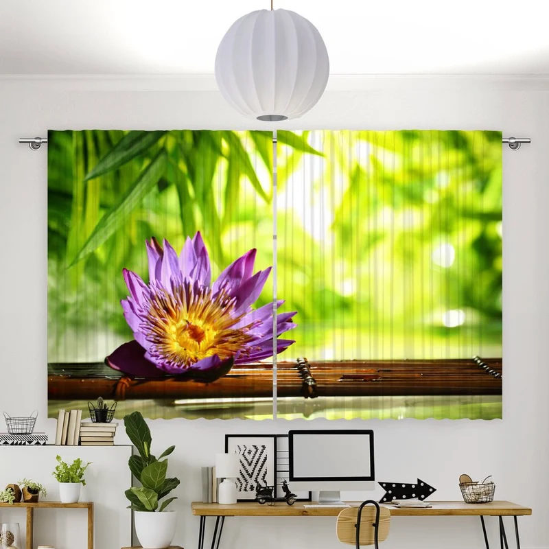 Vorhang Motiv "Lotus Wasser Bambus"