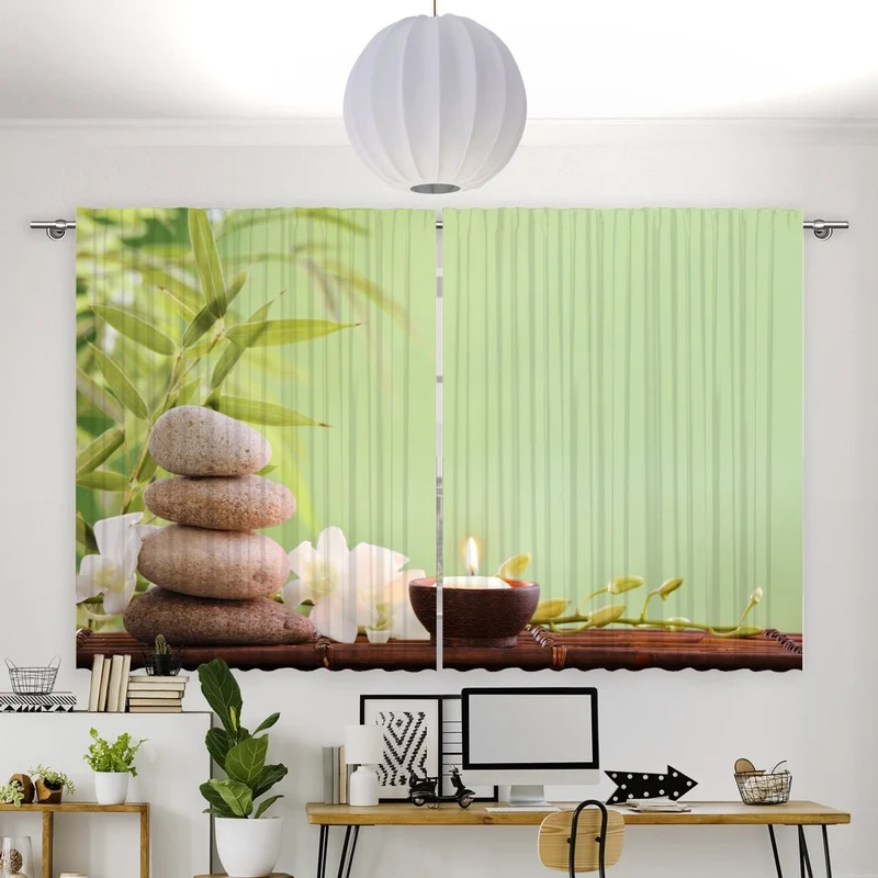Vorhang Motiv "Orchidee Bambus zen stones"