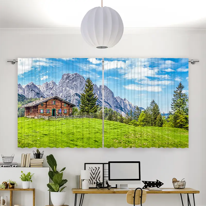 Vorhang Motiv "Berghütte in den Alpen"