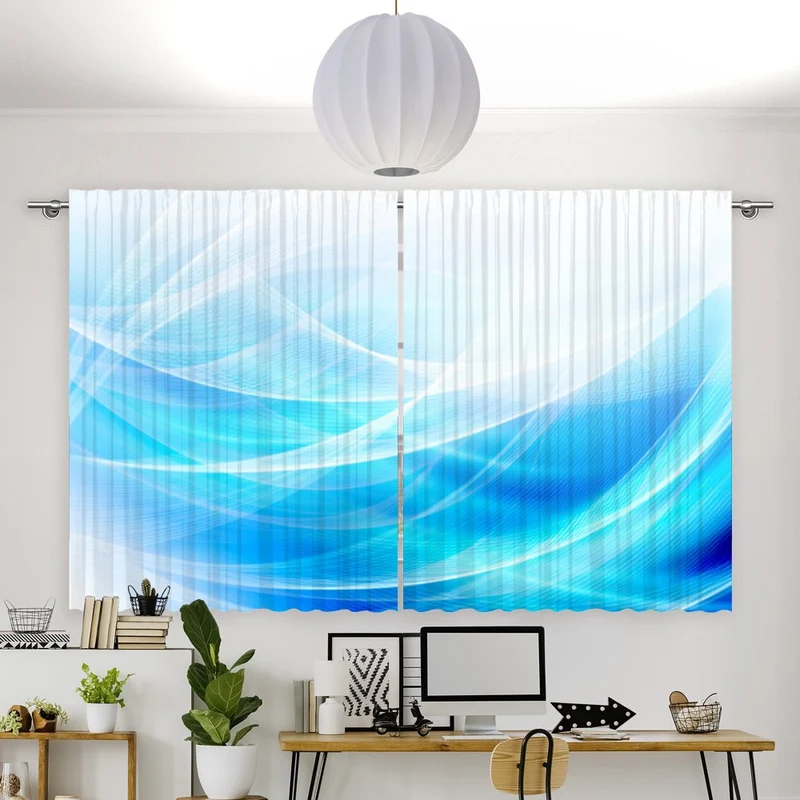 Vorhang Motiv "Wave blue"