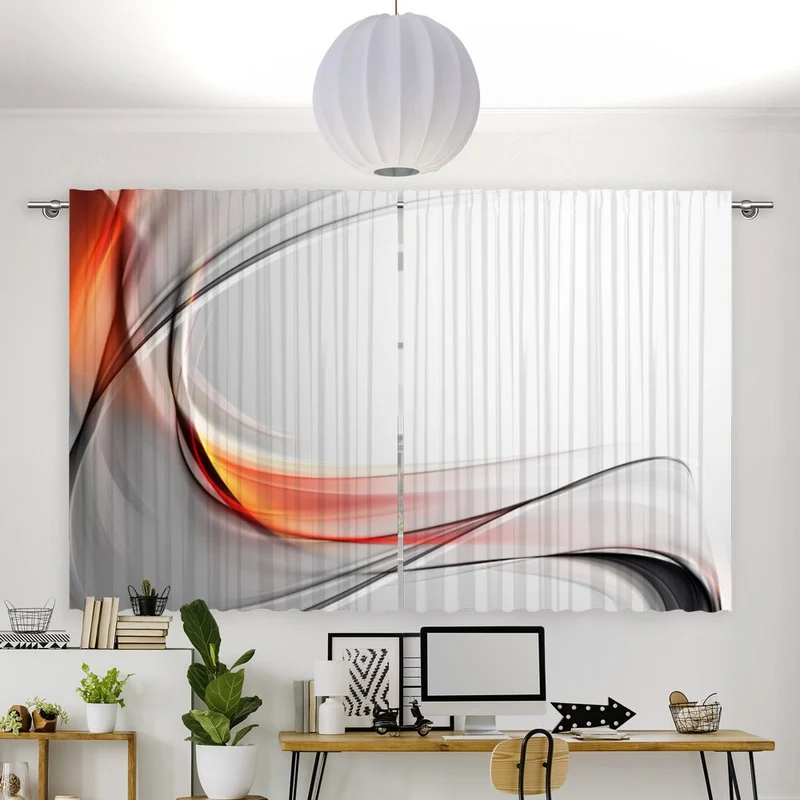 Vorhang Motiv "Wave orange grey"