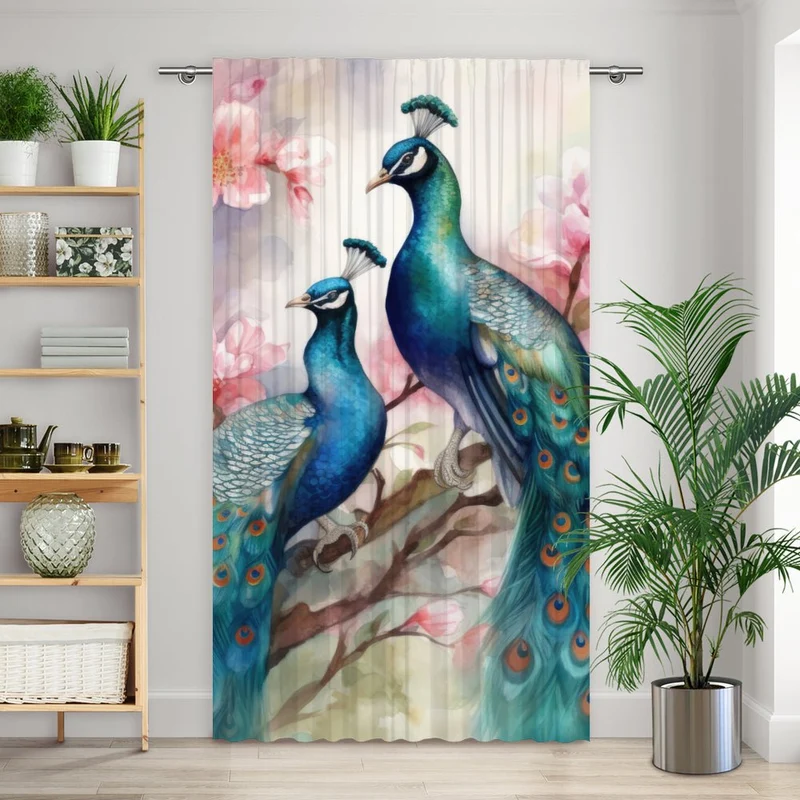 Vorhang Motiv "Pfau Baum"