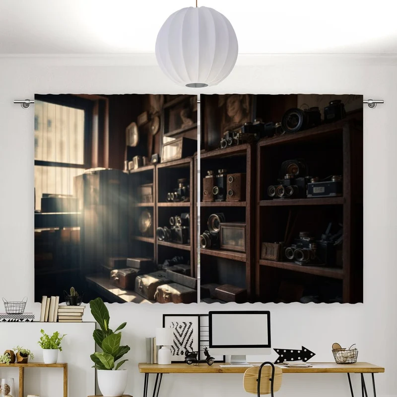 Vorhang Motiv "Kamera Regal Fotofrafie vintage"