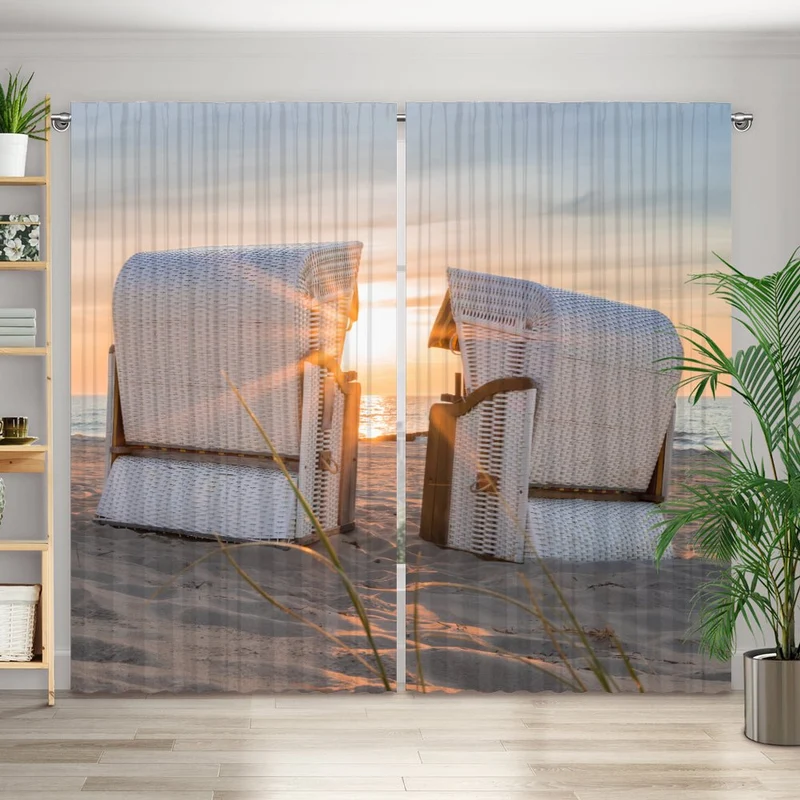 Vorhang Motiv "Strandkorb Nordsee Strand"