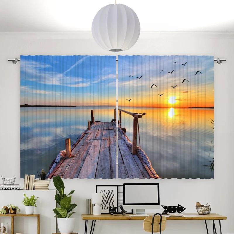 Vorhang Motiv "Steg am See"