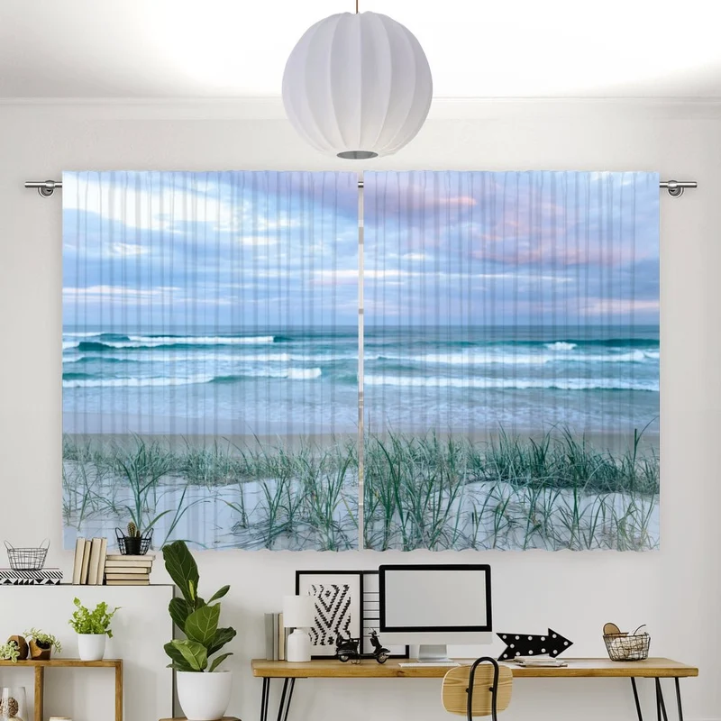 Vorhang Motiv "Strand Küste Meer Seegras"