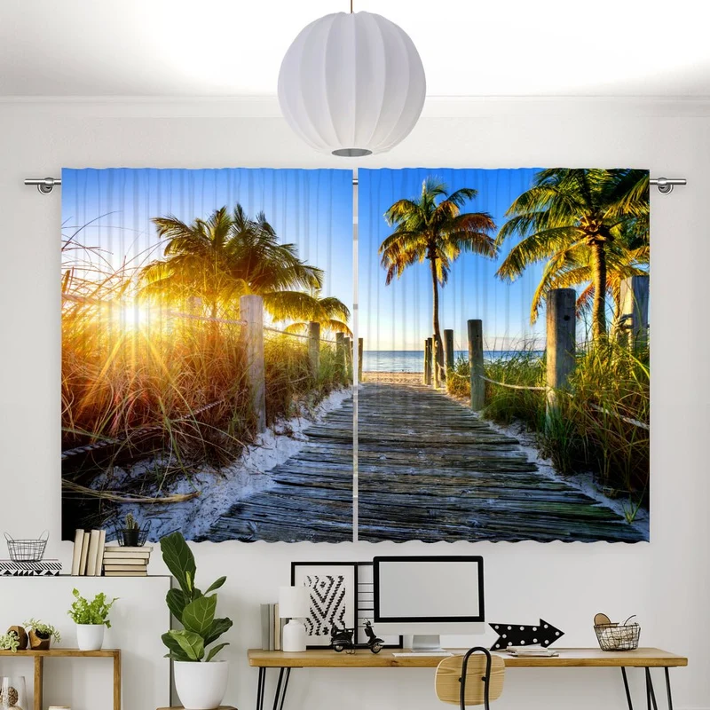 Vorhang Motiv "Palmen Strand Miami"