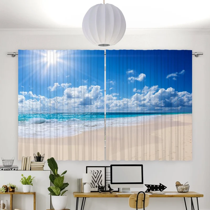Vorhang Motiv "Wellen Strand Meer"