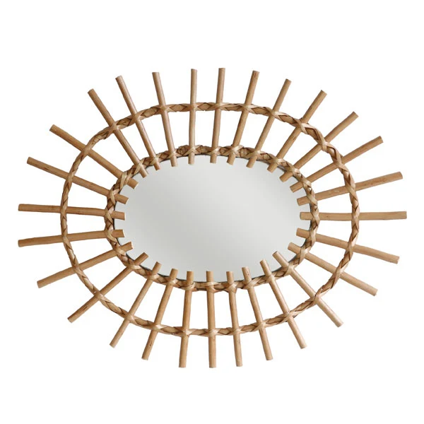 HK Living Spiegel Oval aus Weidenzweigen - Retro Spiegel 70er Jahre Design