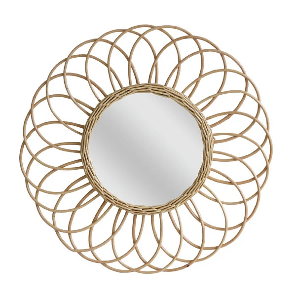 HK Living Rattan Wandspiegel Willow - Vintage Spiegel 70er Jahre