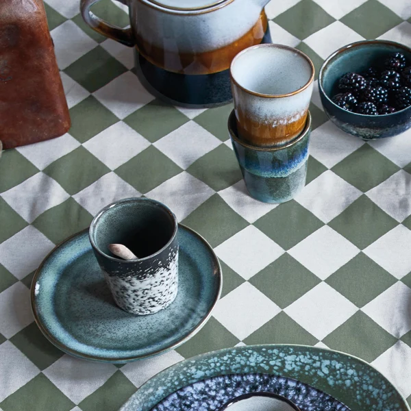 Frühstücksteller Moss im 70er Jahre Design - Vintage Dessertteller blau-grün