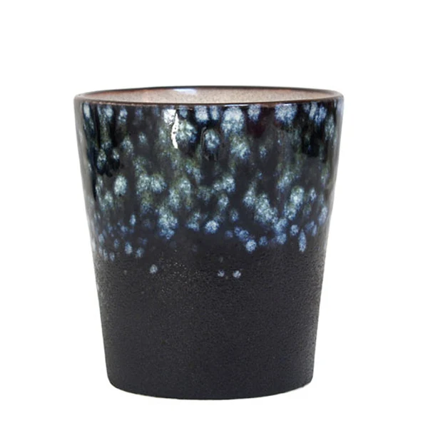 70er Jahre Retro Tasse Galaxy - Vintage Trink-Becher schwarz