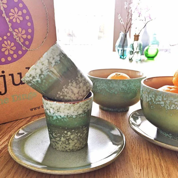 70er Jahre Vintage Trink-Becher Grass - Retro Tasse in grün