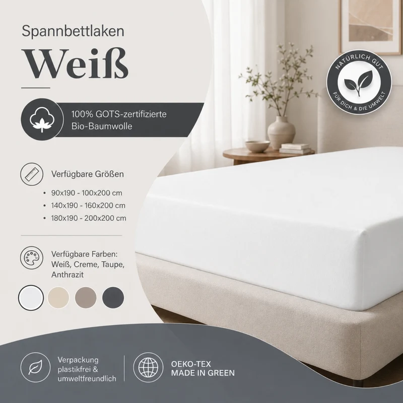 Jersey-Spannbettlaken Bio-GOTS "pure hug" - Bio Baumwolle - versch. Größen und Farben