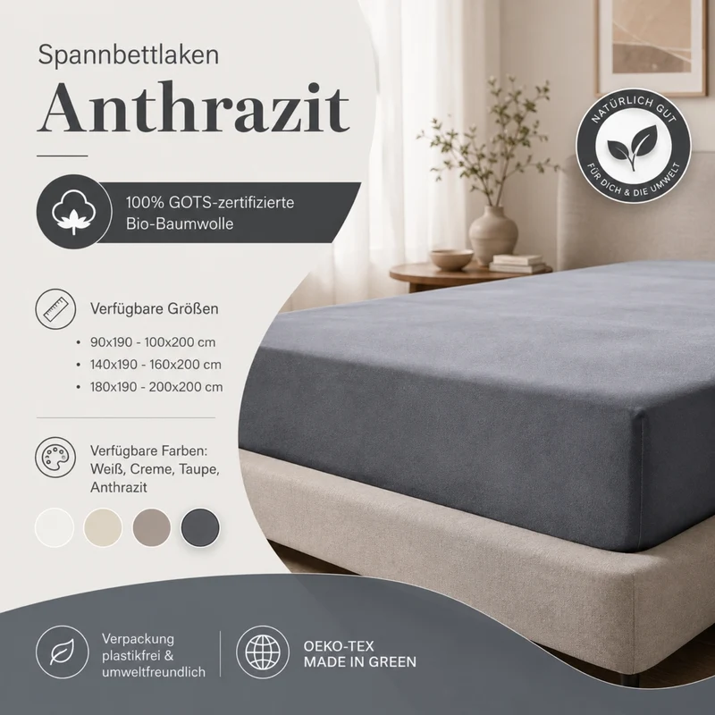 Jersey-Spannbettlaken Bio-GOTS "pure hug" - Bio Baumwolle - versch. Größen und Farben