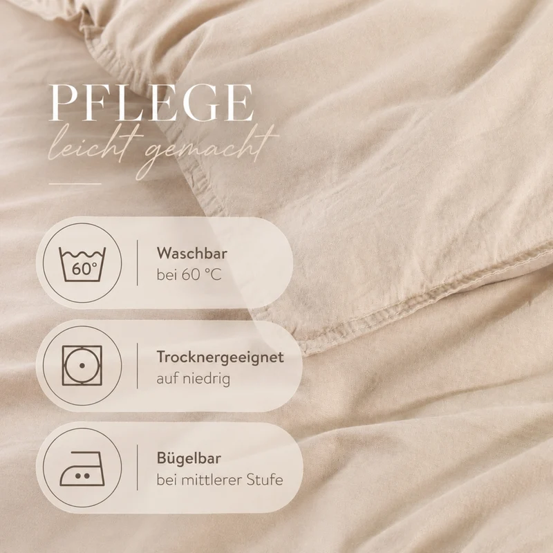 pure hug Renforcé-Bettwäsche Washed Cotton 100 % Baumwolle – 135x200 + 80x80 cm