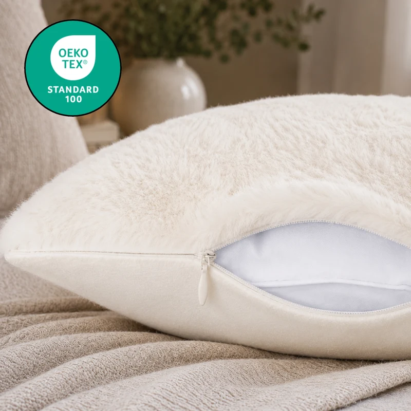 MOON - Sable - mit Hasenfelloptik - Kissenhülle/Füllkissen/Decke - super soft