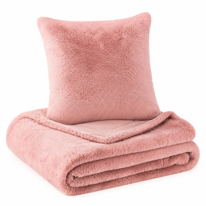 MOON - Sable - mit Hasenfelloptik - Kissenhülle/Füllkissen/Decke - super soft