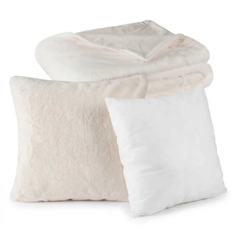 MOON - Sable - mit Hasenfelloptik - Kissenhülle/Füllkissen/Decke - super soft
