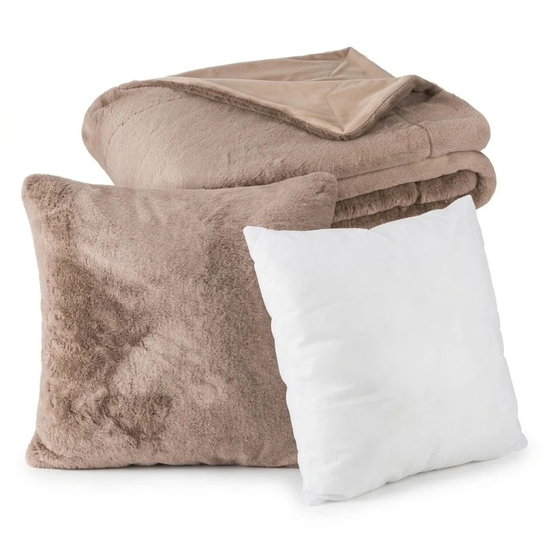 MOON - Sable - mit Hasenfelloptik - Kissenhülle/Füllkissen/Decke - super soft