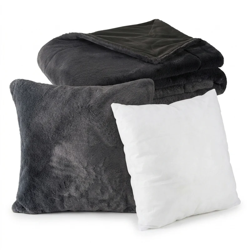 MOON - Sable - mit Hasenfelloptik - Kissenhülle/Füllkissen/Decke - super soft
