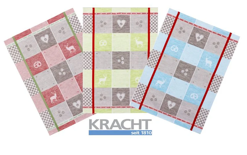 3er Pack Kracht Halbleinen Geschirrtuch 50x70 farblich sortiert 235-262 Oktoberfest