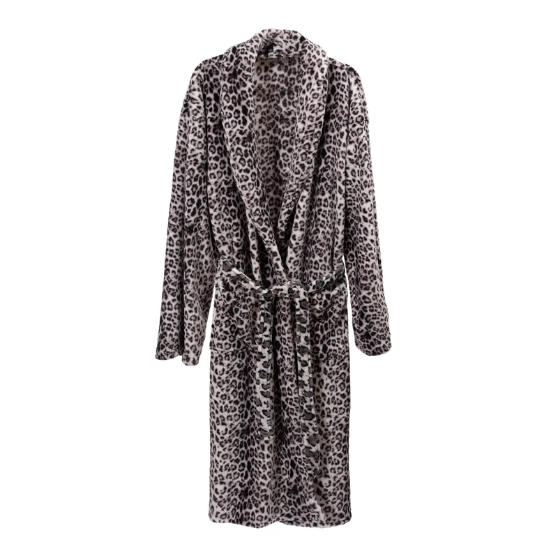 Bademantel Leo-Nardo Coral Fleece mit Kragen Wellnessmantel Sauna