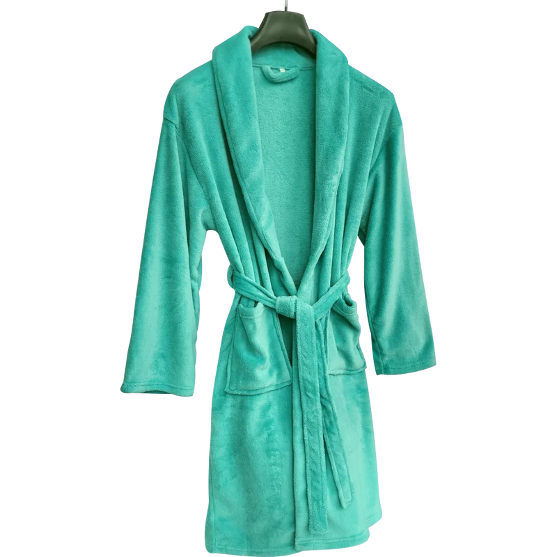 Bademantel Damen & Herren Coral Fleece Morgenmantel Kragen Cozy Light