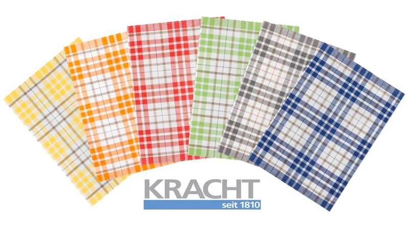 3er Pack Kracht Halbleinen Geschirrtuch 50x70 Blockkaro 2-900