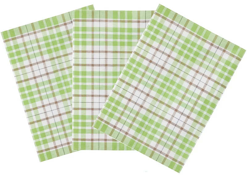 3er Pack Kracht Halbleinen Geschirrtuch 50x70 Blockkaro 2-900