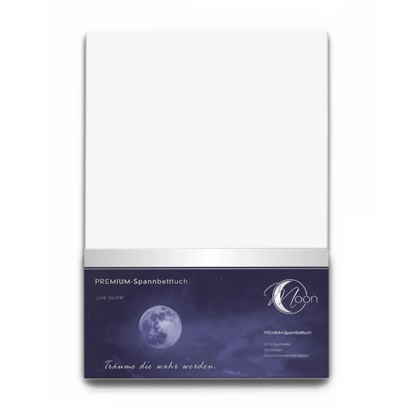 Spannbettlaken Spannbetttuch Line Silver 100x200 190g/m² weiß Baumwolle MOON Restposten
