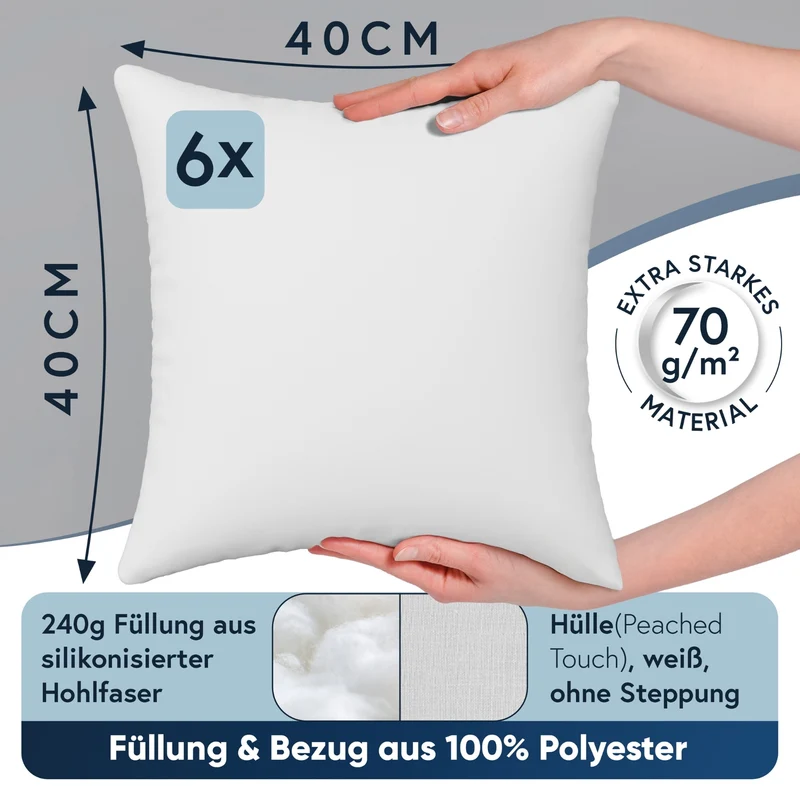 Füllkissen Classic peached touch versch. Größen Polyester Moon 6er Pack