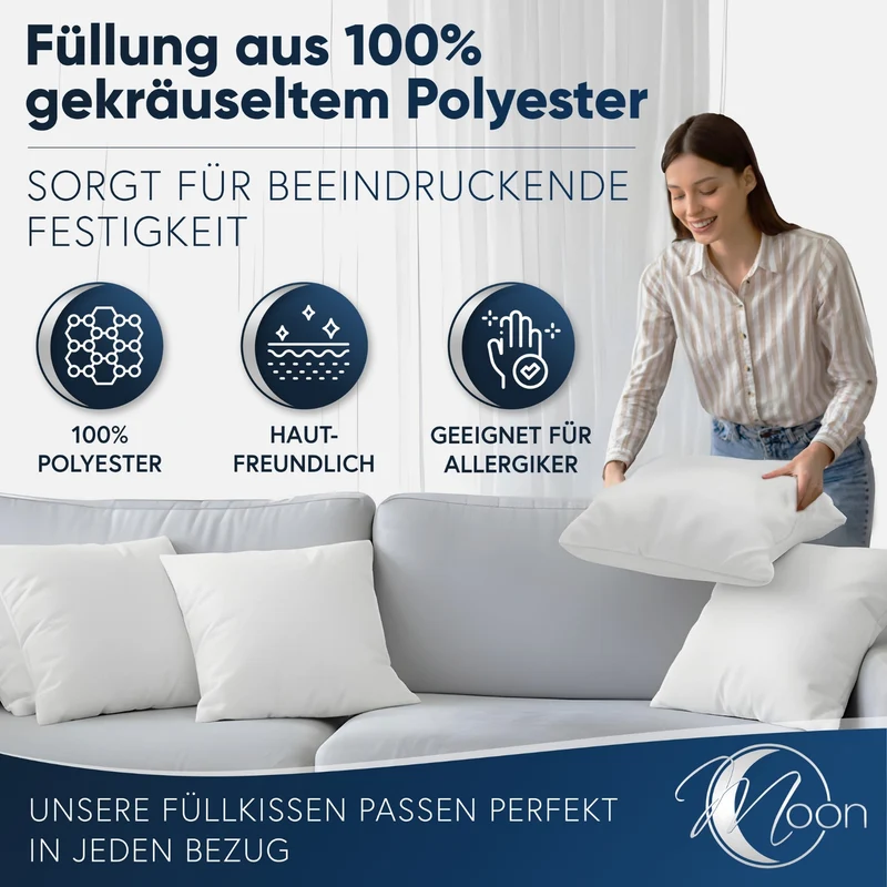 Füllkissen Classic peached touch versch. Größen Polyester Moon 2er Pack