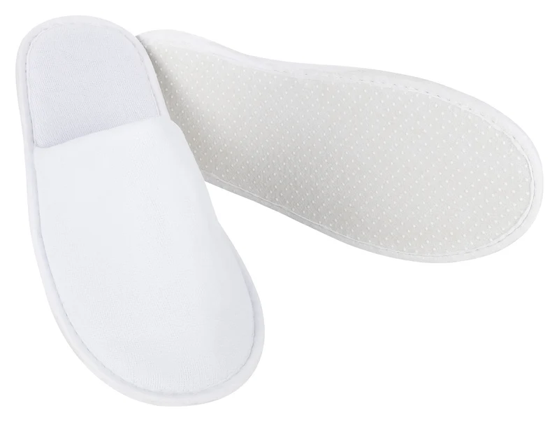 MOON-London Hotelslipper 5 Paar weiß geschlossen Übergröße, Frottee Slipper Damen und Herren