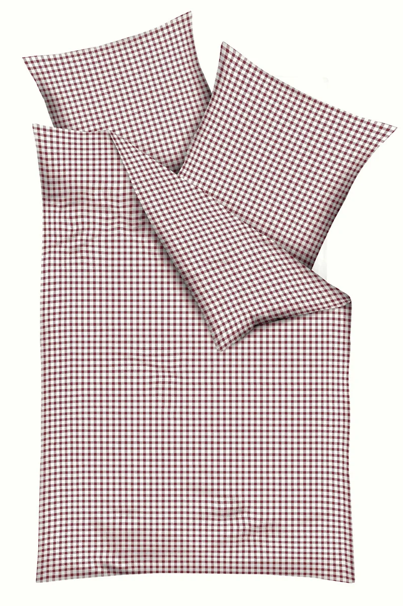 Kaeppel Feinbiber Bettwäsche 100% Baumwolle Vichy Karo-rot-135x200 / 80x80
