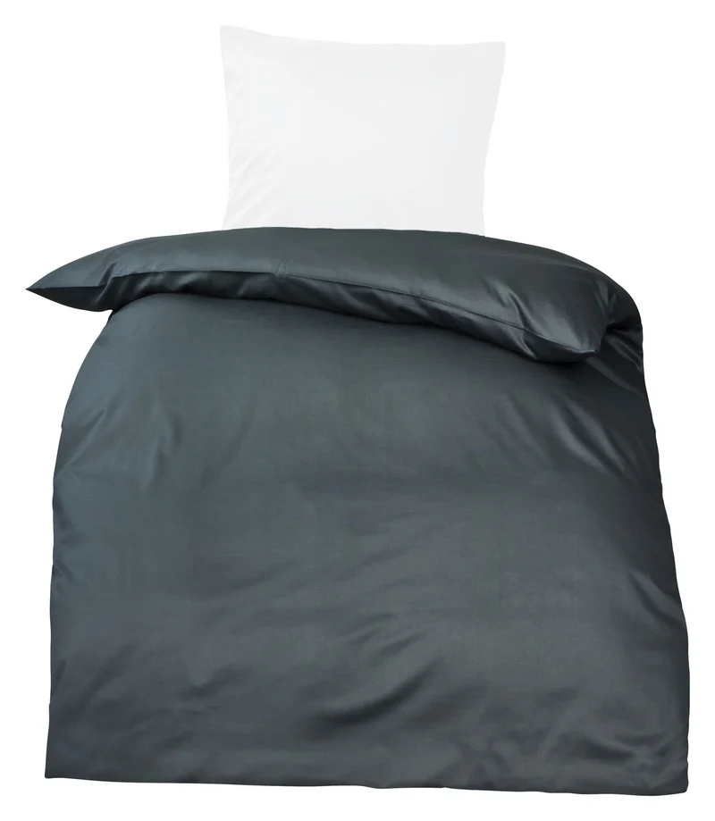 Premium Mako Satin Bettwäsche Kissenbezüge uni MOON 100% Baumwolle anthrazit - individuell zusammenstellbar