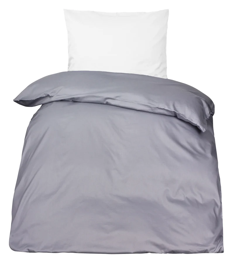 Premium Mako Satin Bettwäsche Kissenbezüge uni MOON 100% Baumwolle grau - individuell zusammenstellbar