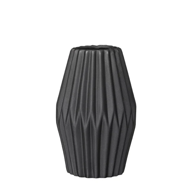 Bloomingville Vase Folded schwarz - moderne, geometrische Blumenvase aus Porzellan
