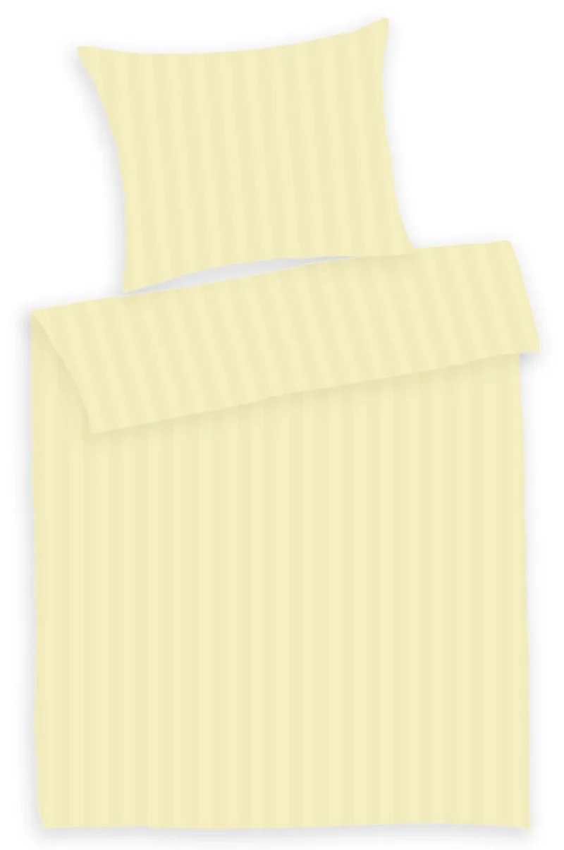4tlg. MOON Professional Hotelbettwäsche Bettwäsche champagner Damast 25mm Hotelverschluss 90° 135x200 / 80x80 180g/m² schwere Ausführung