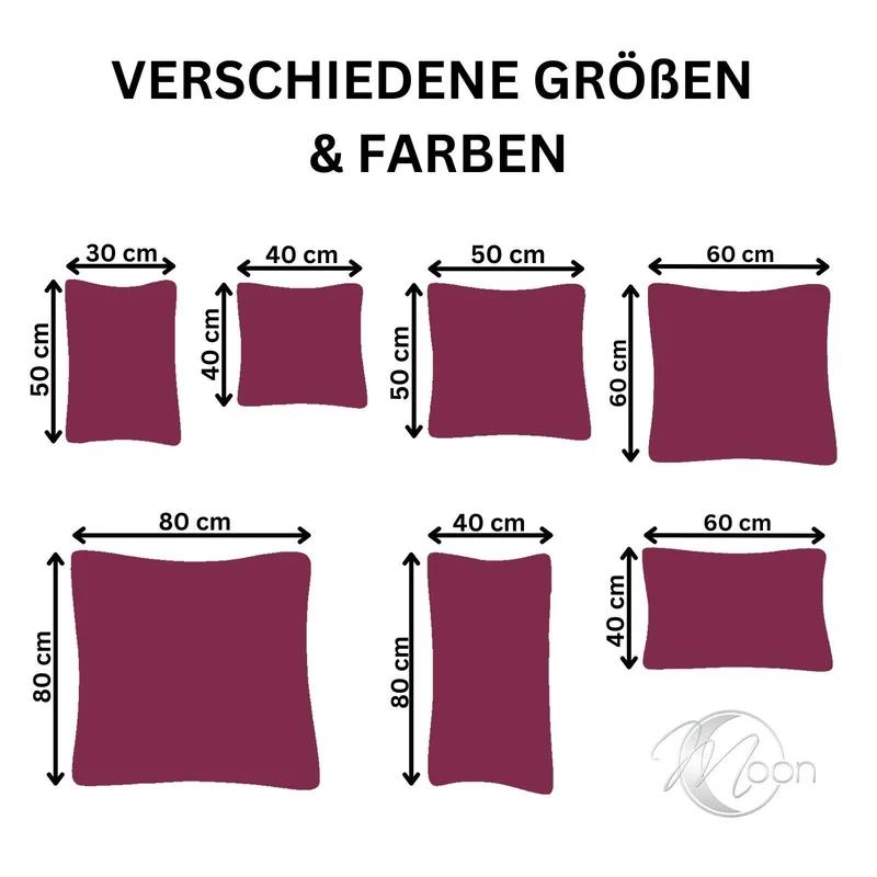 2er Pack MOON-Luxury Linon Kissenbezug 100% Baumwolle 40x40 40x60 40x80 50x50 60x60 80x80