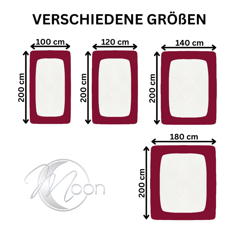 MOON-Classic Topper Spannbettlaken Spannbetttuch 160g/m² Jersey 180x200 - 200x220