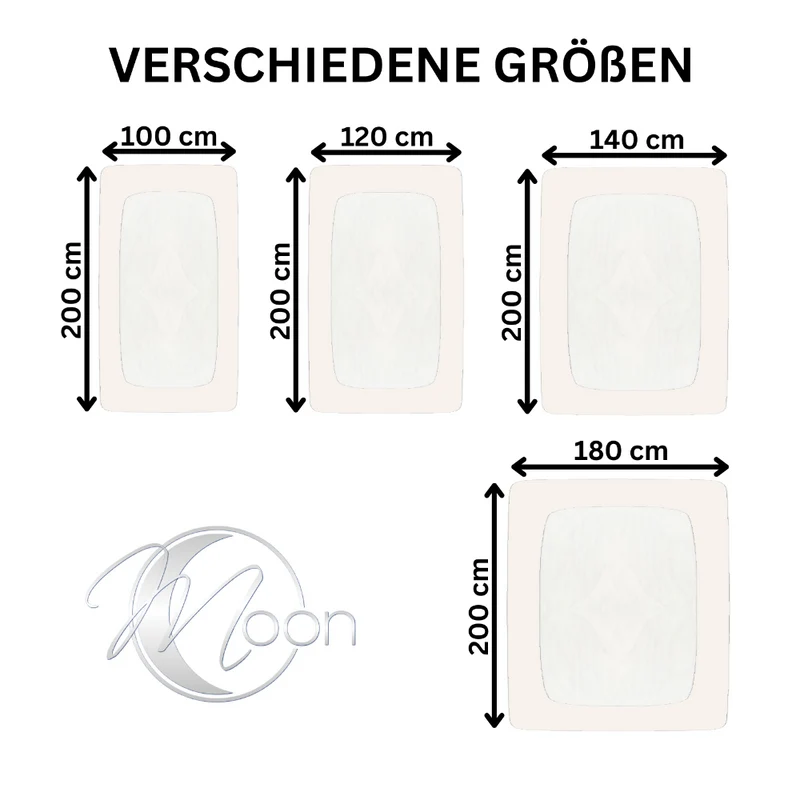 MOON-Classic Topper Spannbettlaken Spannbetttuch 160g/m² Jersey 180x200 - 200x220