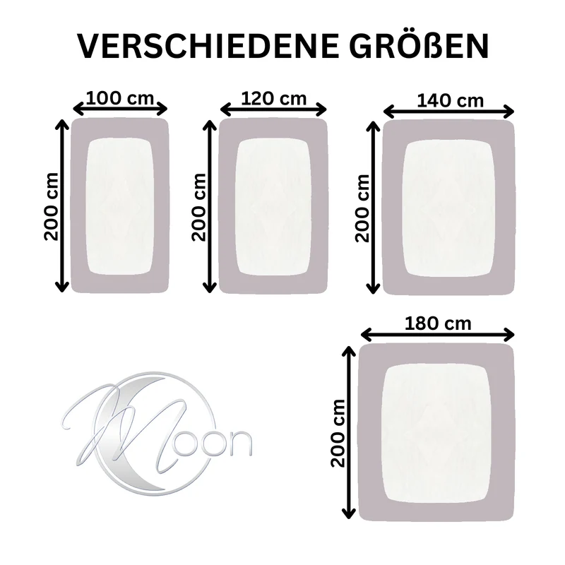MOON-Classic Topper Spannbettlaken Spannbetttuch 160g/m² Jersey 140x200 - 160x220