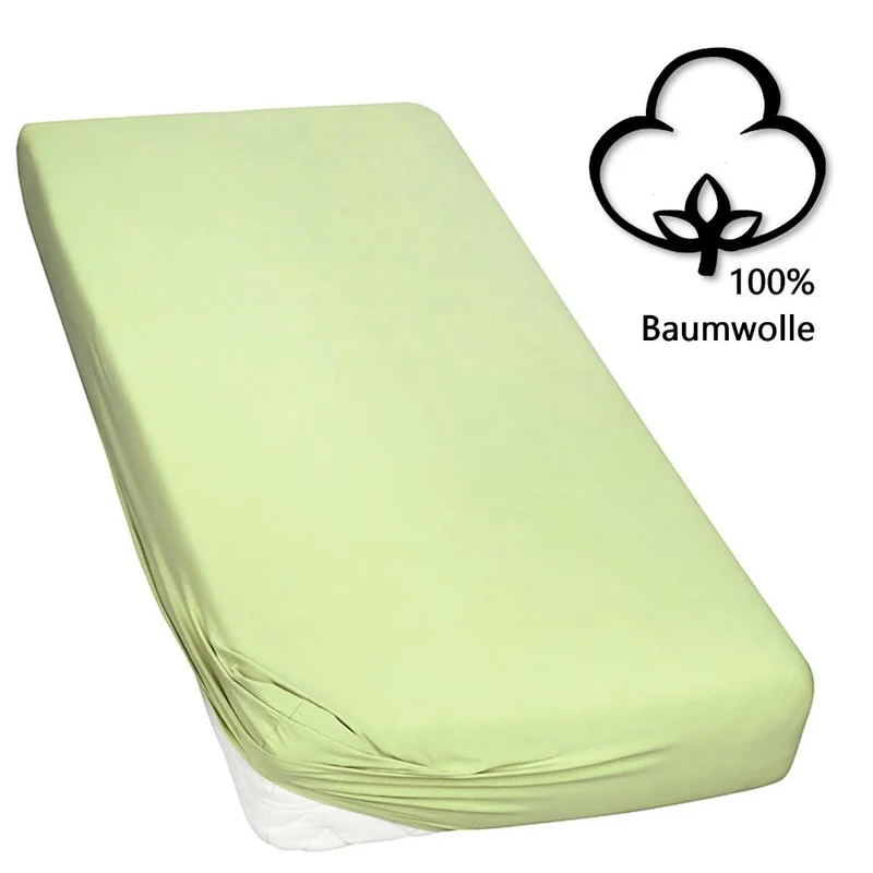 Topper Spannbettlaken 120x200-120x220cm Spannbetttuch 160g/m² Jersey Line green