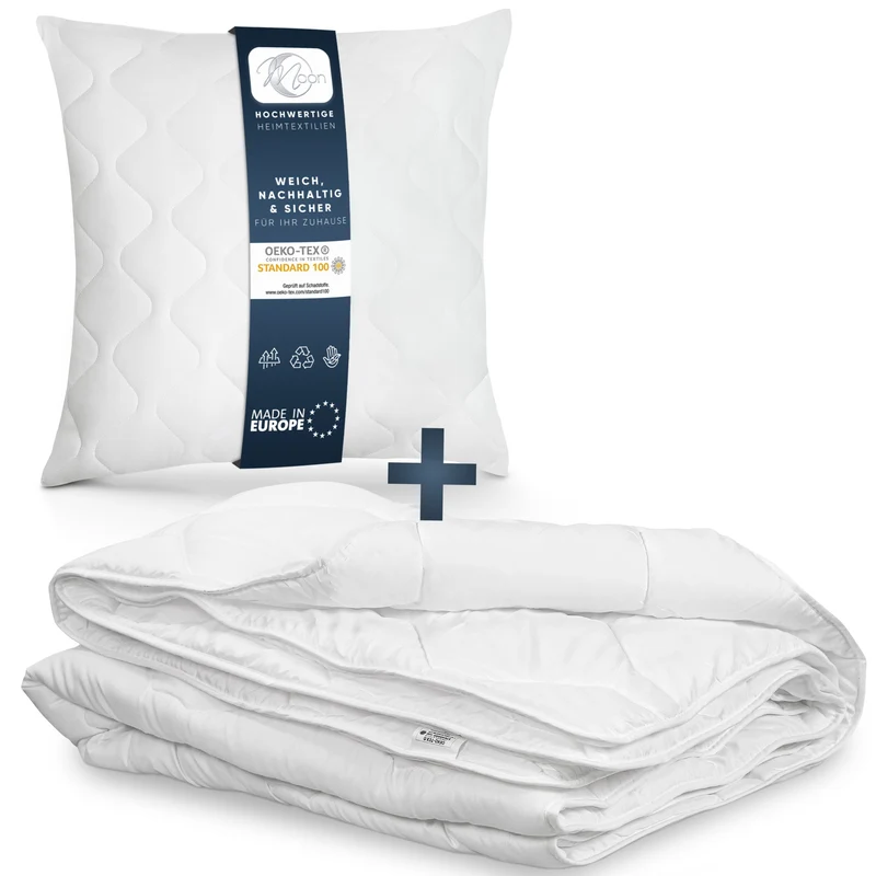 MOON Bettenset Ganzjahresdecke inkl. Kopfkissen 100% Polyester versteppt
