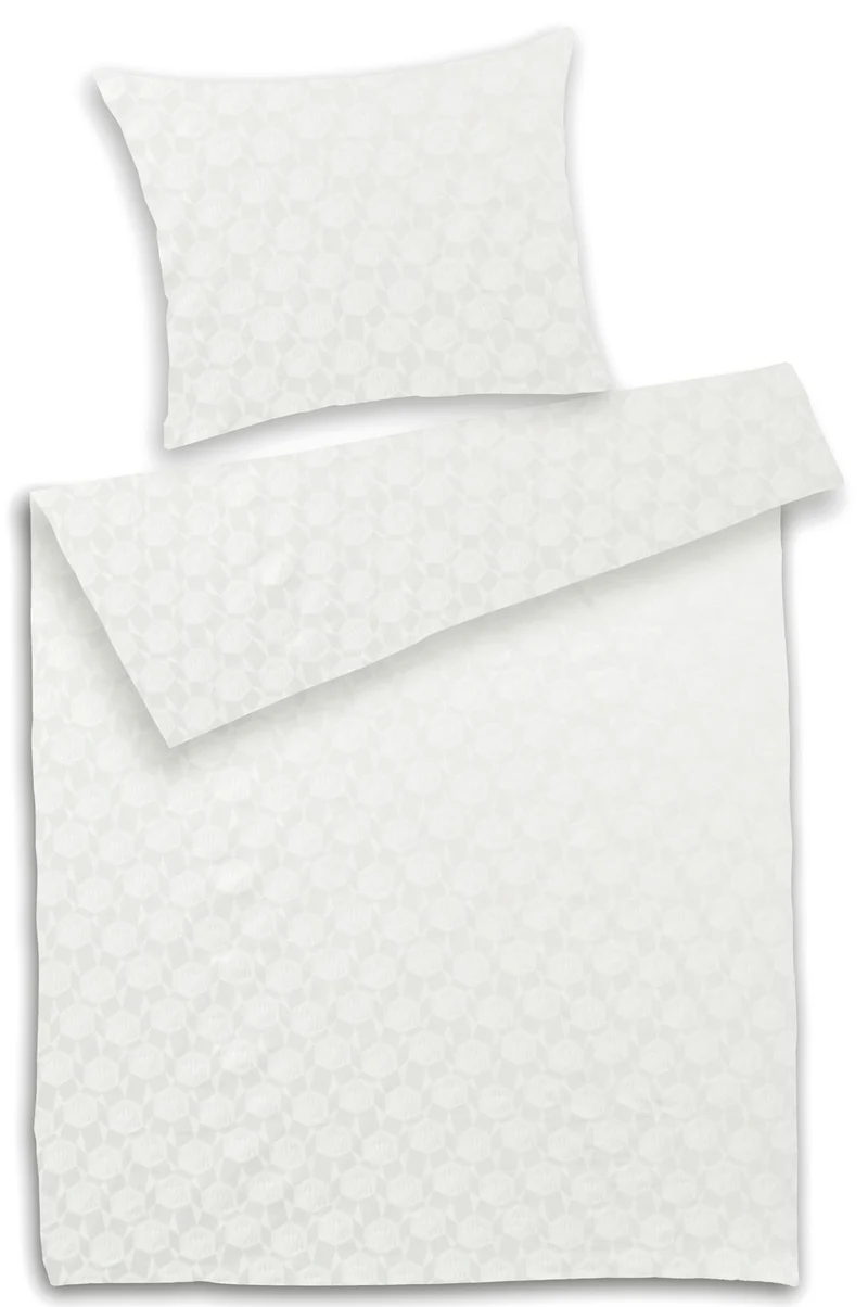 MOON-Luxury Brokat Damast Bettwäsche 135x200/80x80 100% Baumwolle Brilliant YKK Reißverschluss altweiß