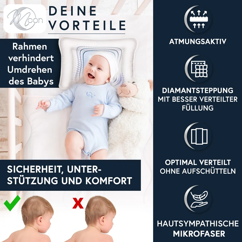 Kopfkissen für Babys 100x135+40x60 cm set Kinder pflegeleicht Kinder anpassbarer Stützkraft